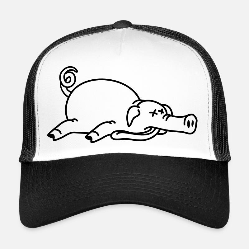 Totes Schwein am Boden - Trucker Cap - Weiß/Schwarz