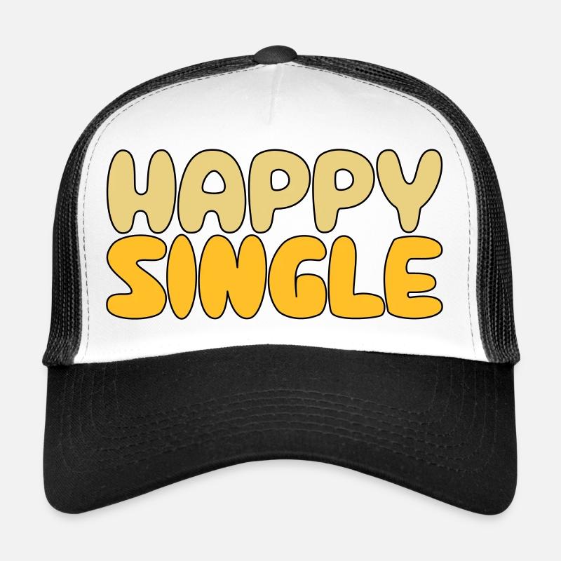 Happy Single - Glücklicher Single - Trucker Cap - Weiß/Schwarz
