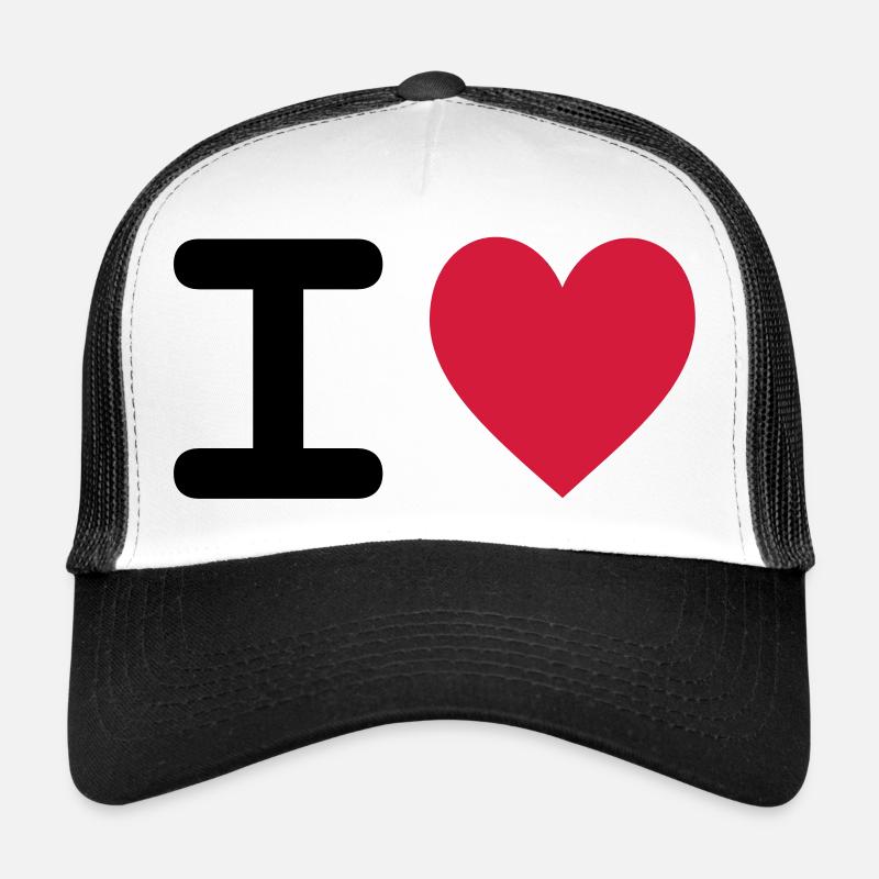 I love - Casquette trucker  - blanc/noir