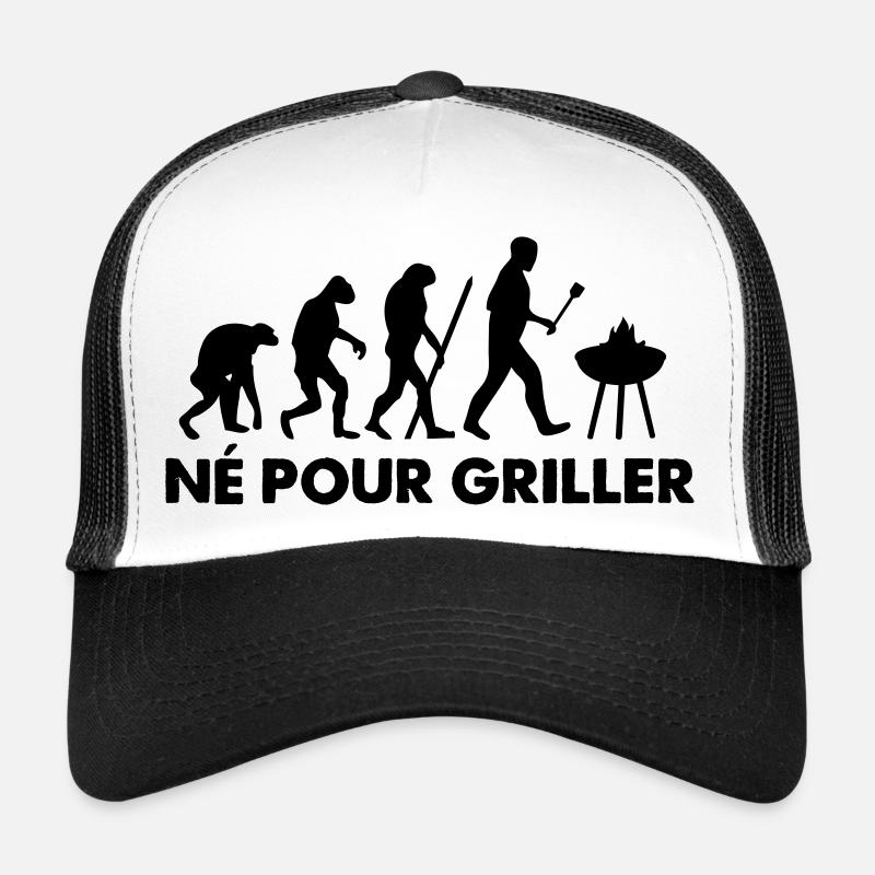 Né pour griller Évolution - Casquette trucker  - blanc/noir
