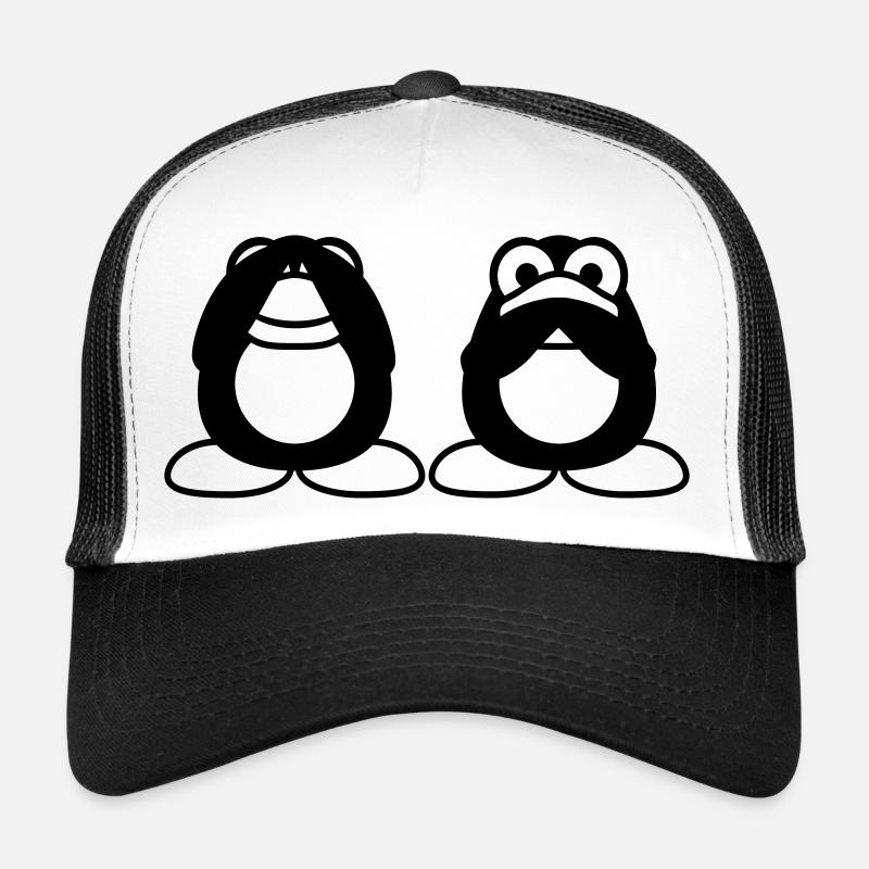 2 Pingouins ne parlant rien Voir Muet Aveugles Amis Casquette trucker 
