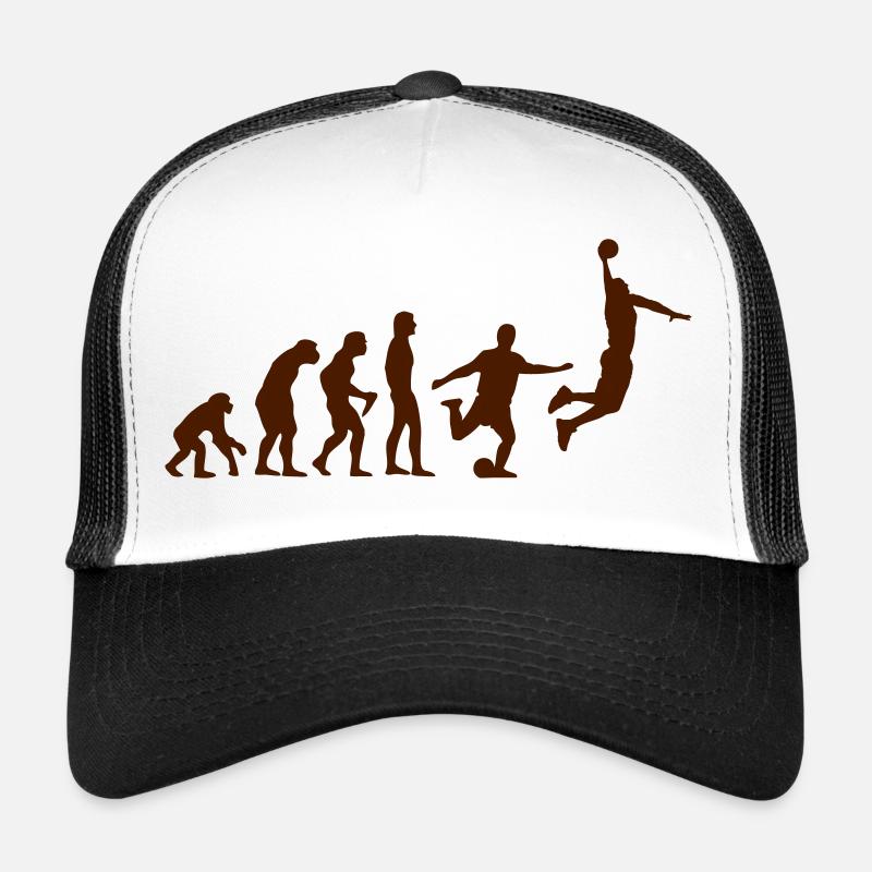 Evolution Basketball - du singe à l'dunk - Casquette trucker  - blanc/noir