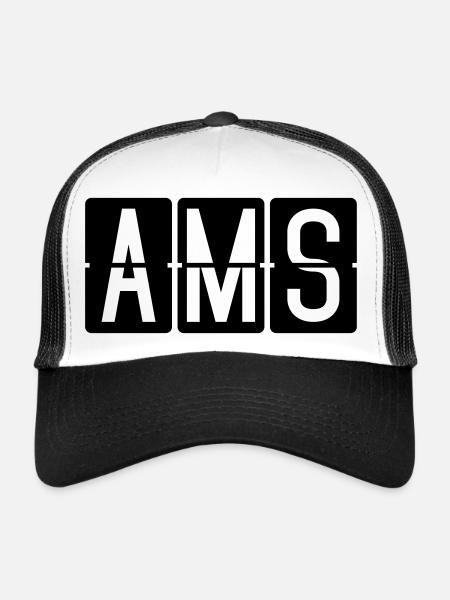 Amsterdam - Casquette trucker  - blanc/noir - Devant