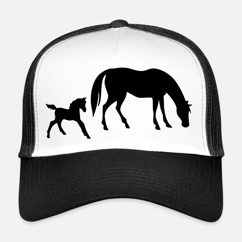 Pferd - Trucker Cap - Weiß/Schwarz