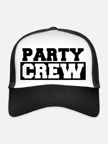 Party Crew Text Stamps for Cool Friends Teams - Trucker Cap - white/black - Front