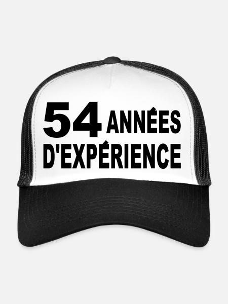 Anniversaire 54 ans / Humour / Cadeau 54 ans - Casquette trucker  - blanc/noir - Devant