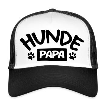 Hundepapa mit Pfoten - Trucker Cap - Weiß/Schwarz - Vorne