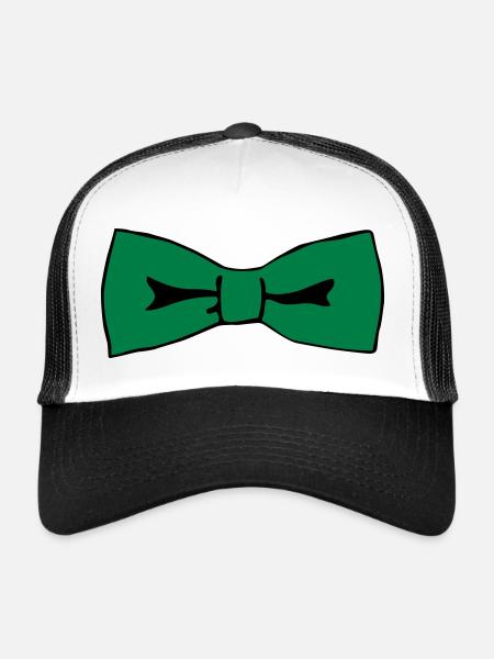 Noeud Papillon - Casquette trucker  - blanc/noir - Devant