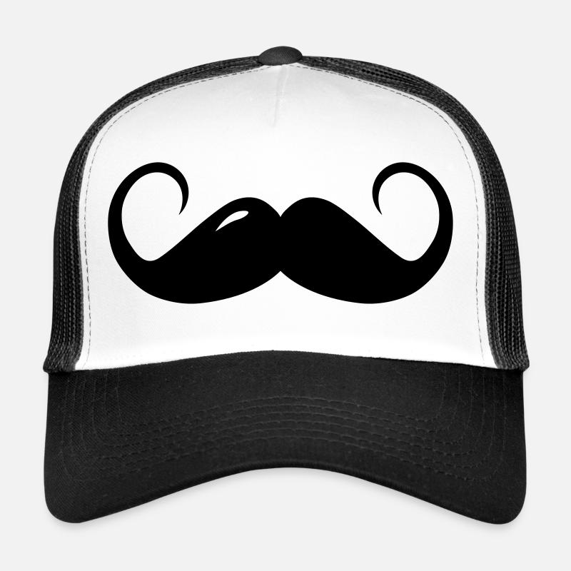 Schnurrbart mit Locken - Trucker Cap - Weiß/Schwarz