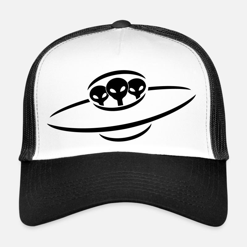 3 alien UFO space ship Trucker Cap