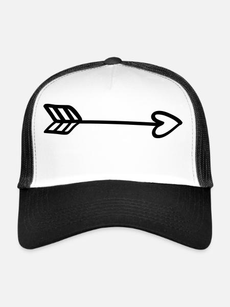 Love Arrow - Coeur Flèche Love Cupidon Dans La Bande Dessinée Amour - Casquette trucker  - blanc/noir - Devant