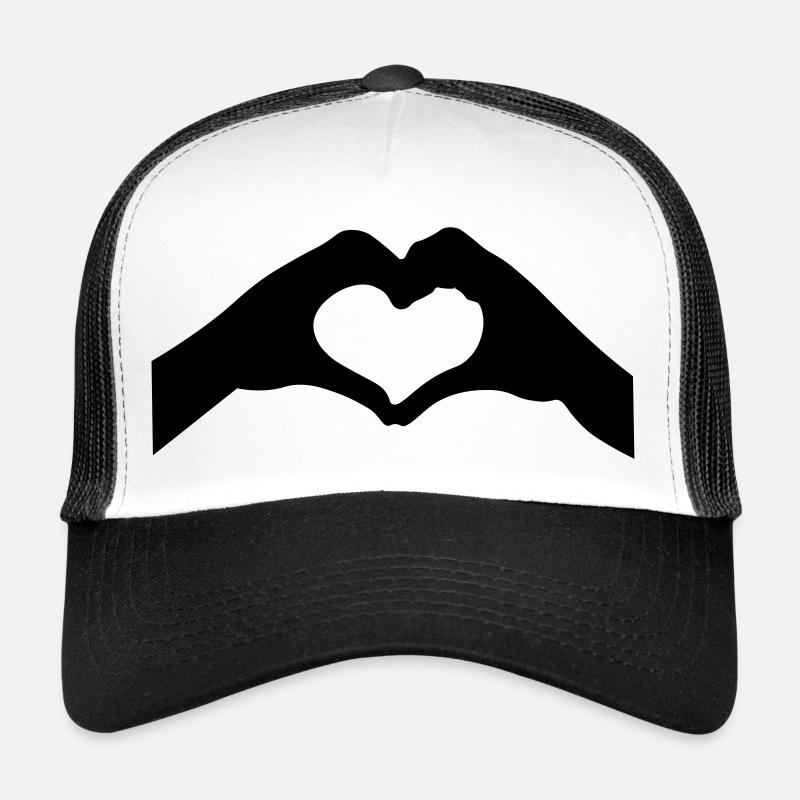 Herz mit zwei Händen - Trucker Cap - Weiß/Schwarz