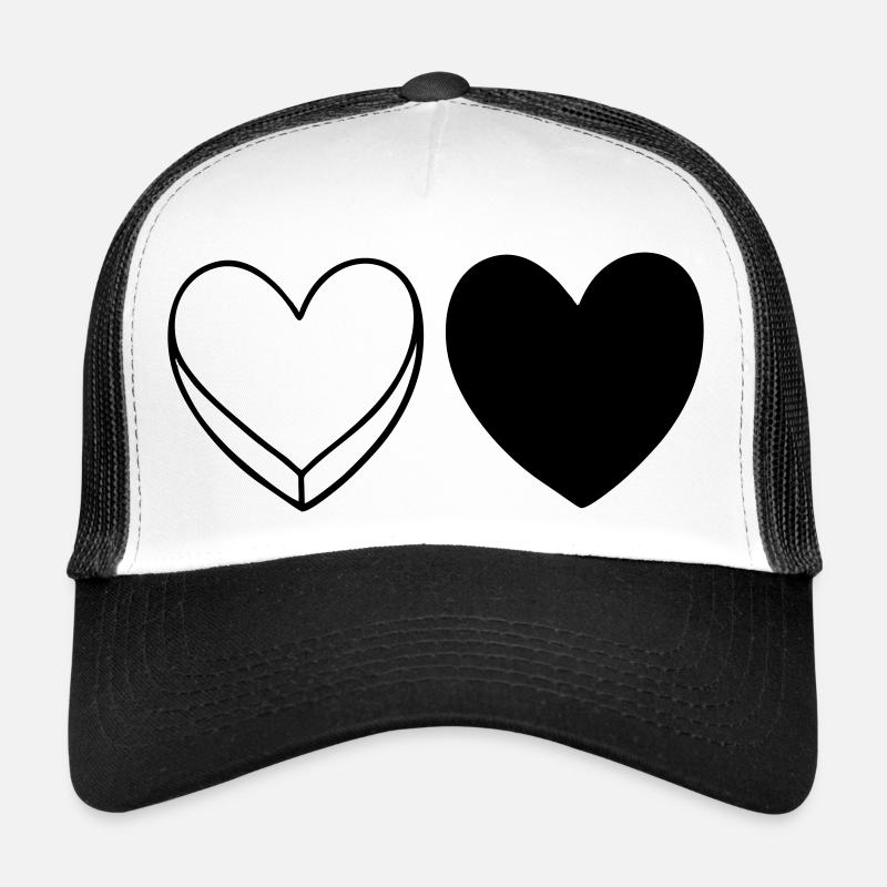 Black and White Herzen - Trucker Cap - Weiß/Schwarz