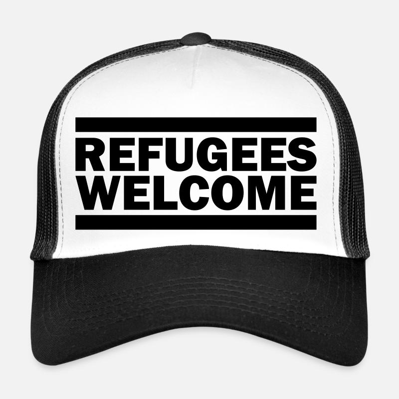 refugees welcome - Trucker Cap - white/black