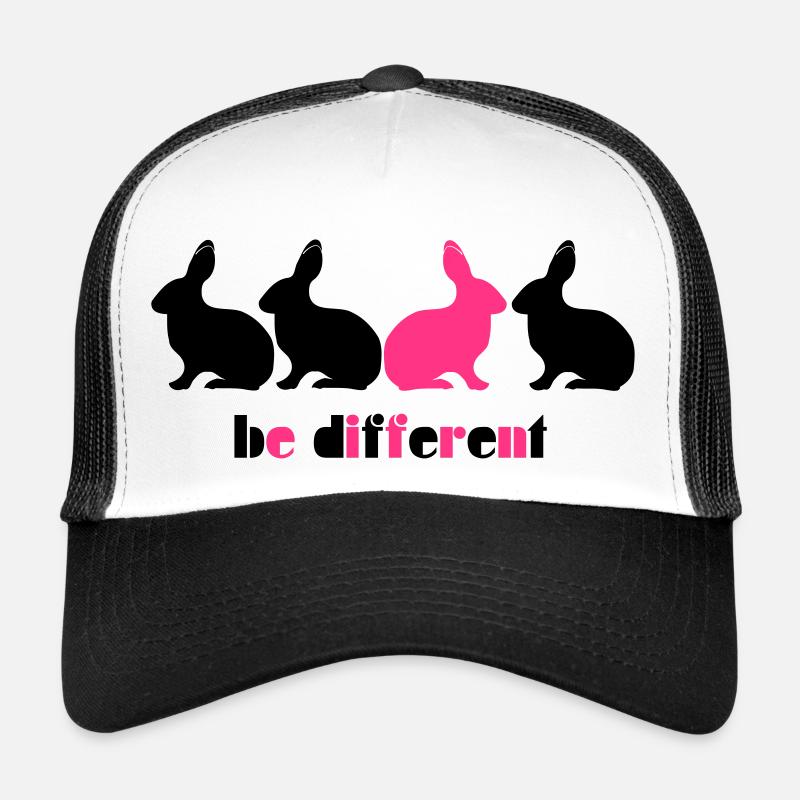 Be different Hase Bunny Unikat Einzigartig 2c - Trucker Cap - Weiß/Schwarz