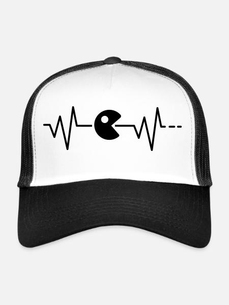Heartbeat gaming pac mind video game retro man - Trucker Cap - white/black - Front