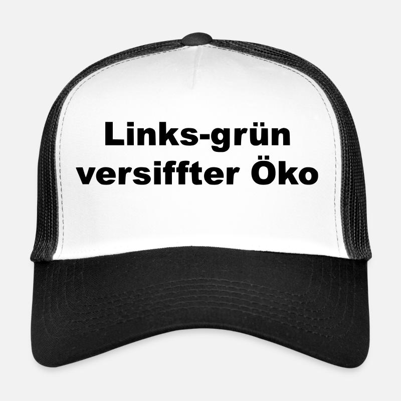 links gruen versiffter Öko - Trucker Cap - Weiß/Schwarz
