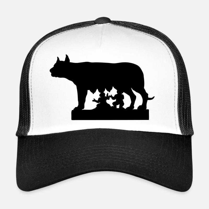wölfin romulus remus italienisches symbol von rom - Trucker Cap - Weiß/Schwarz
