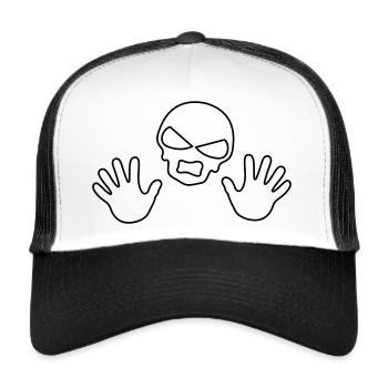 Back off Sneer Skull Outline - Trucker Cap - white/black - Front