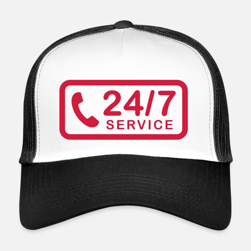 24/7 h Service - Trucker Cap - Weiß/Schwarz