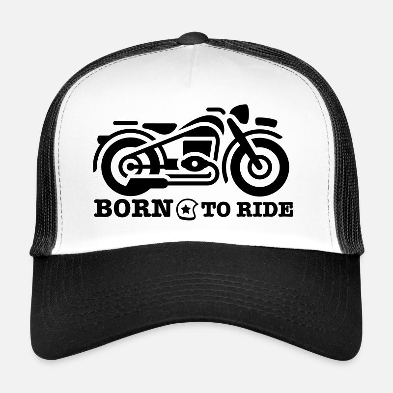 Born to ride Motorrad Geschenk - Trucker Cap - Weiß/Schwarz