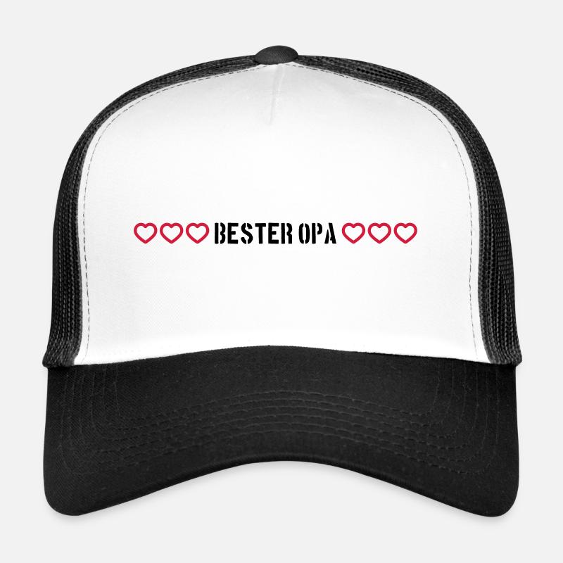 Bester Opa Herz Liebe - Trucker Cap - Weiß/Schwarz