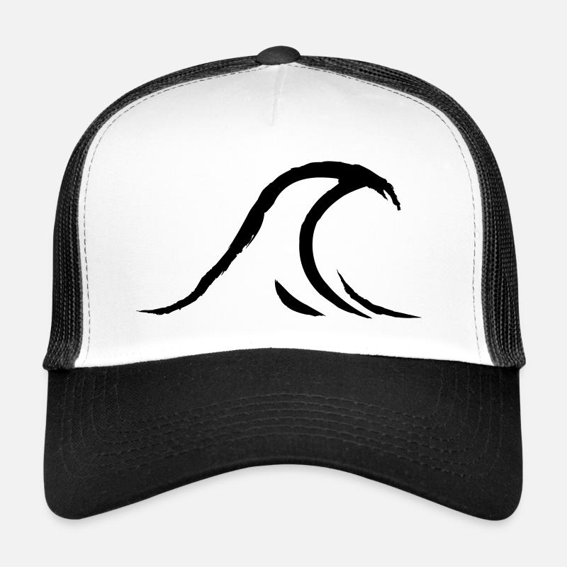 Welle Surfen - Trucker Cap - Weiß/Schwarz