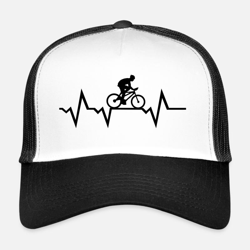 Herzschlag und Radfahrer, radfahren - Trucker Cap - Weiß/Schwarz