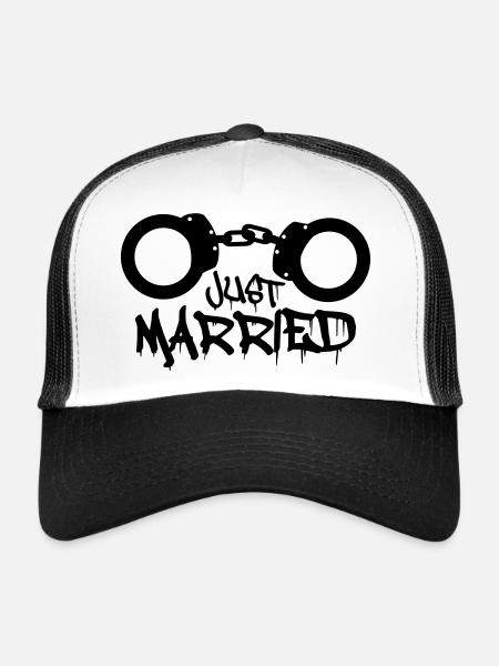 Just married prisonnier menotté drôle - Casquette trucker  - blanc/noir - Devant
