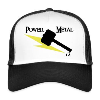 Power Metal with hammer and lightning - Trucker Cap - white/black - Front