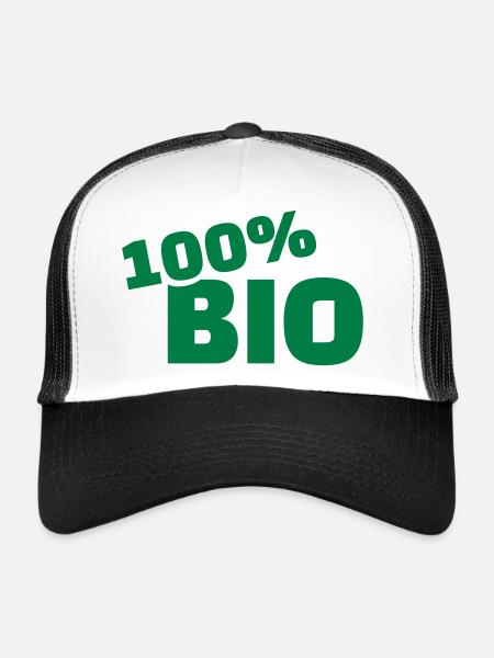 100% Bio - Casquette trucker  - blanc/noir - Devant