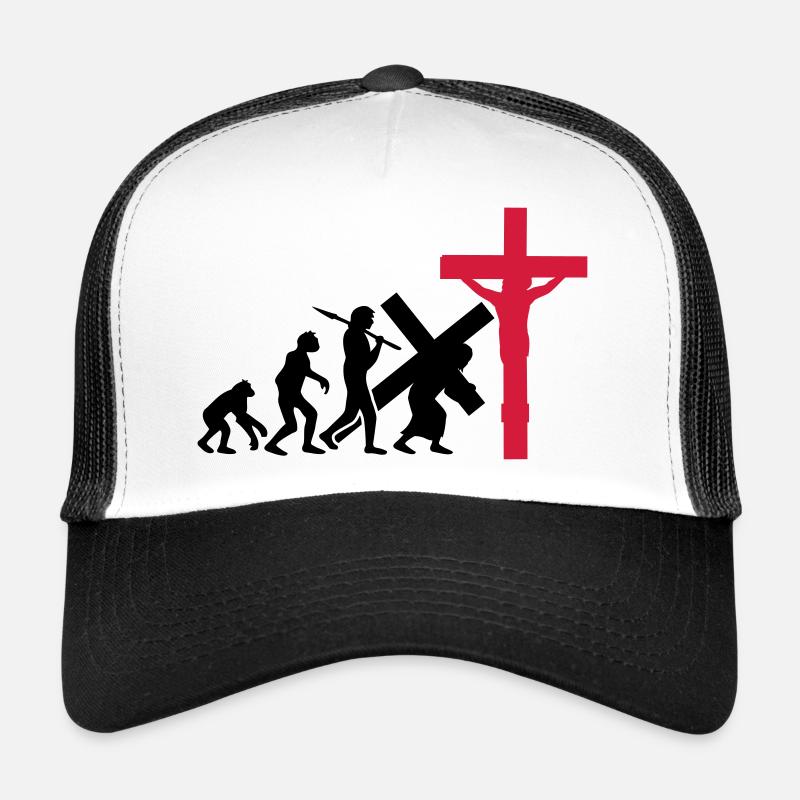 évolution jésus christ humain croire croix crucifi - Casquette trucker  - blanc/noir
