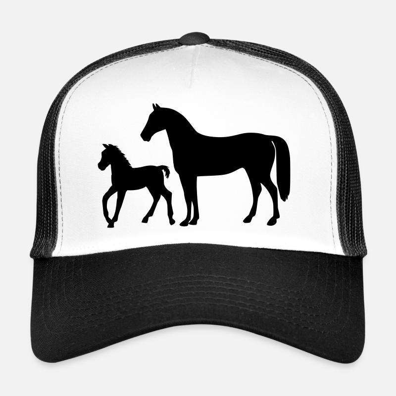 Pferd mit Fohlen - Trucker Cap - Weiß/Schwarz