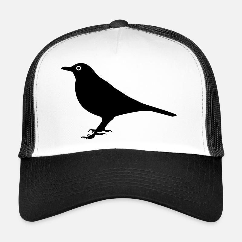 Oiseau Merle - Casquette trucker  - blanc/noir