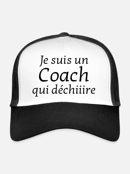 Coach / Coaching / Entraineur / Sport - Casquette trucker  - blanc/noir - Devant