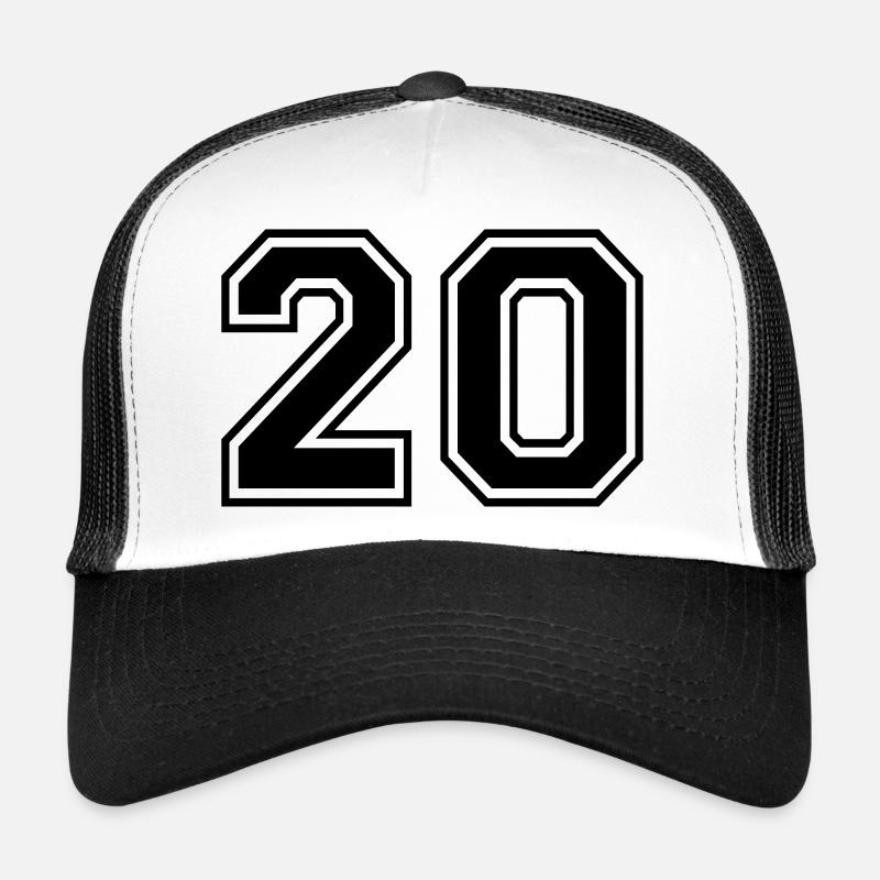 Numero 20 Équipe Foot baseball basket université - Casquette trucker  - blanc/noir