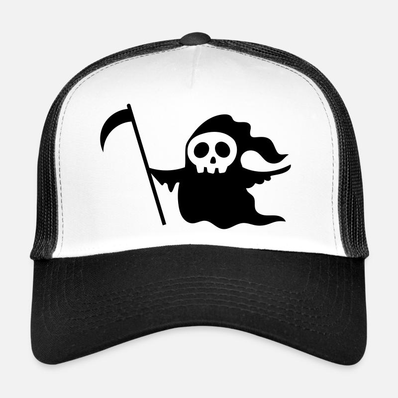 Crâne de mort ambulant avec une faux Casquette trucker 
