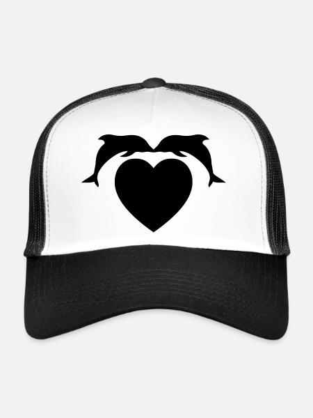 dolphin_love_f1 - Trucker Cap - white/black - Front