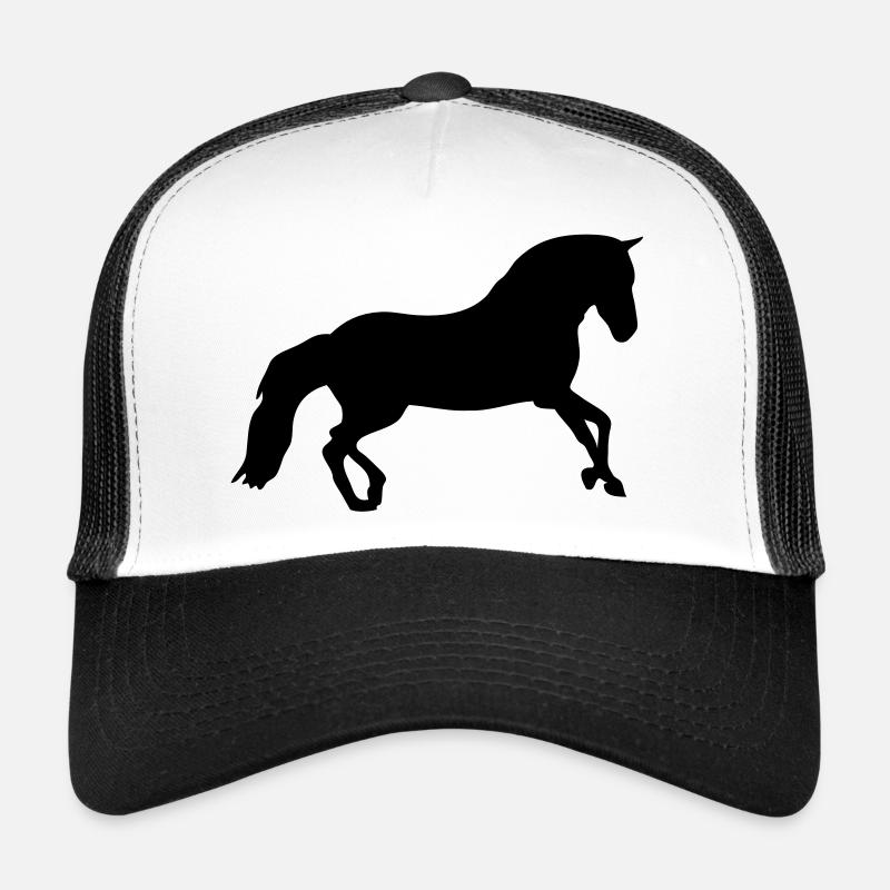 cheval silhouette ombre - Casquette trucker  - blanc/noir