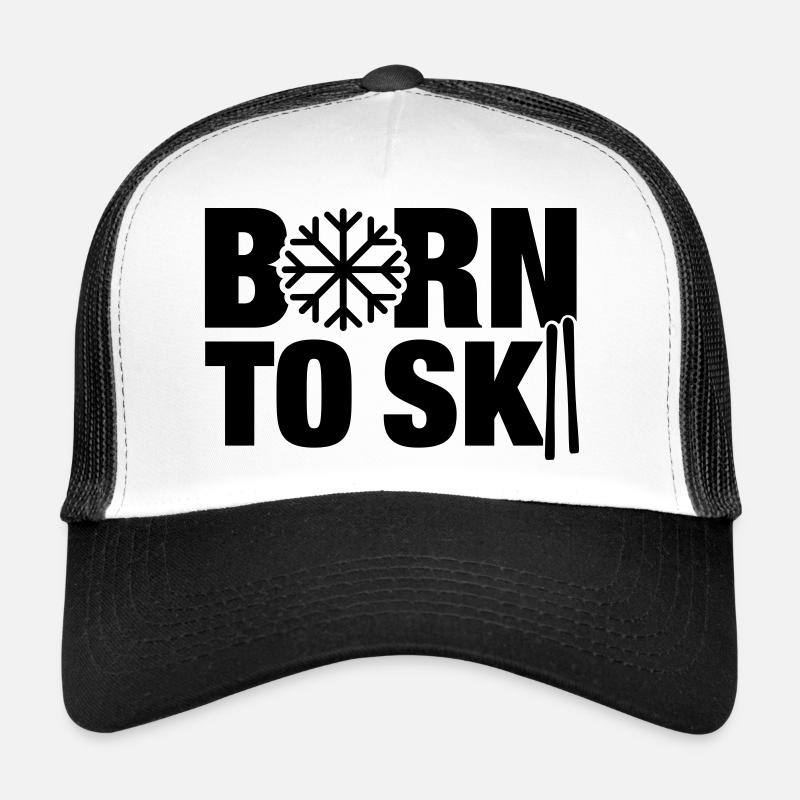 born_to_ski_f1 - Trucker Cap - Weiß/Schwarz