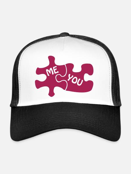 Puzzle Amour - Casquette trucker  - blanc/noir - Devant
