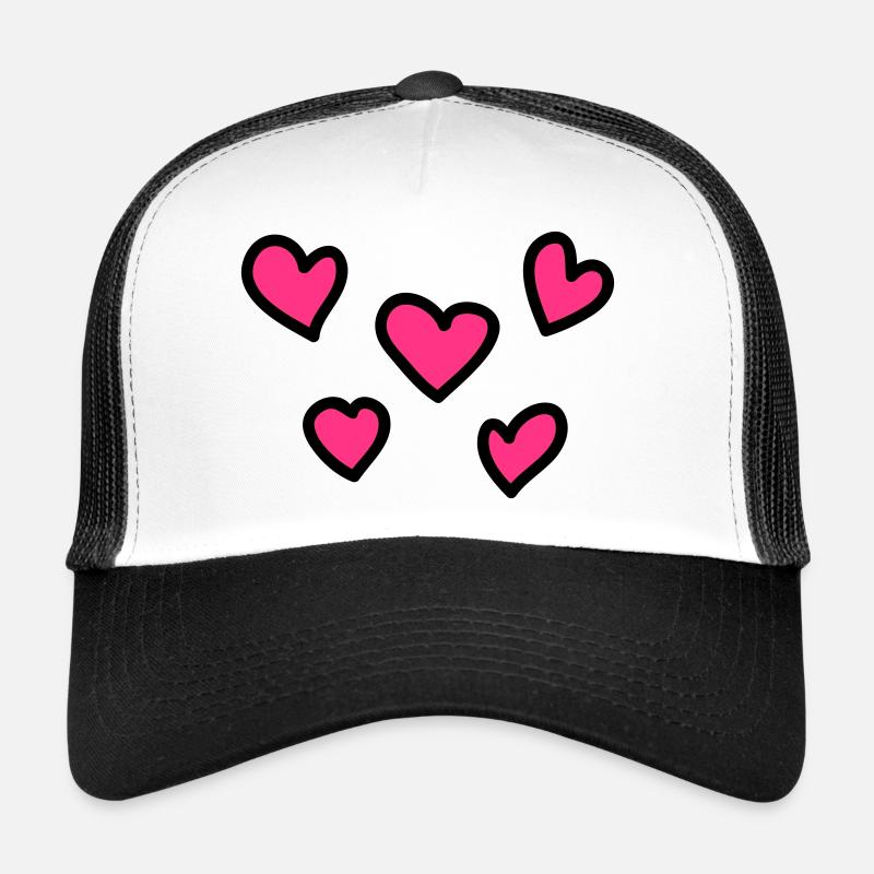 cœurs - Casquette trucker - blanc/noir