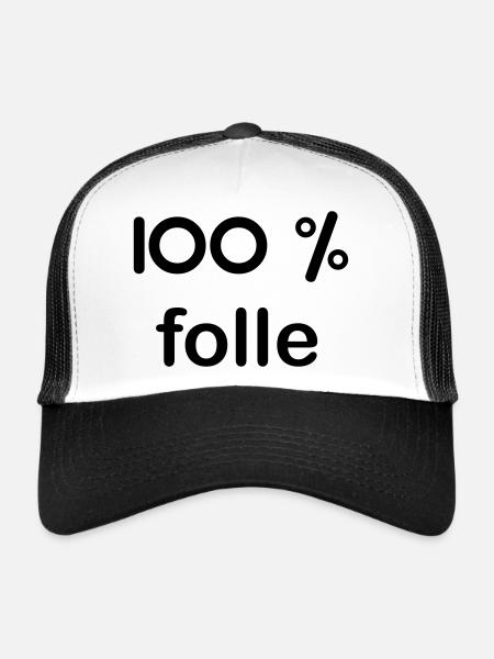 100% folle - Casquette trucker  - blanc/noir - Devant