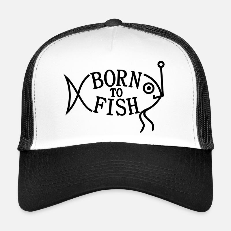 born to fish (F, 1c) - Trucker Cap - Weiß/Schwarz