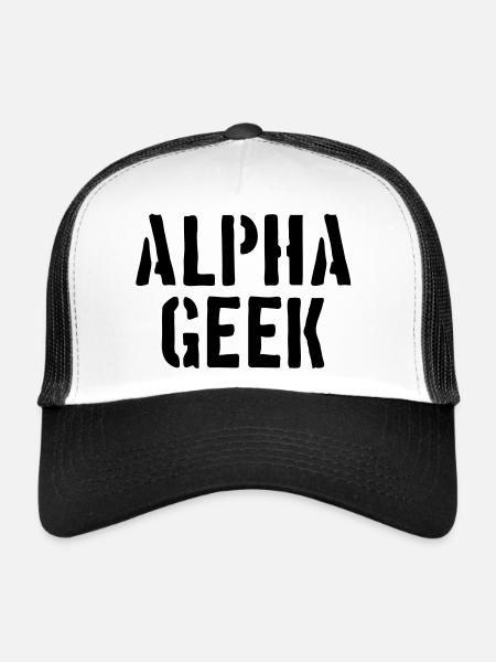 Alpha Geek - Trucker Cap - white/black - Front