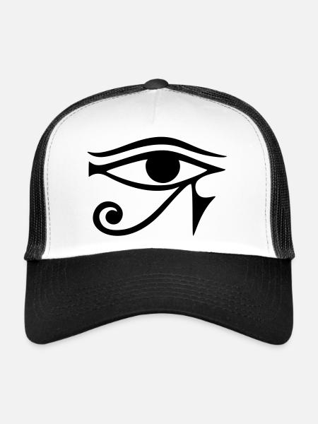 OEIL d'Horus / Re, inverse oeil de lune de Thot / - Casquette trucker  - blanc/noir - Devant