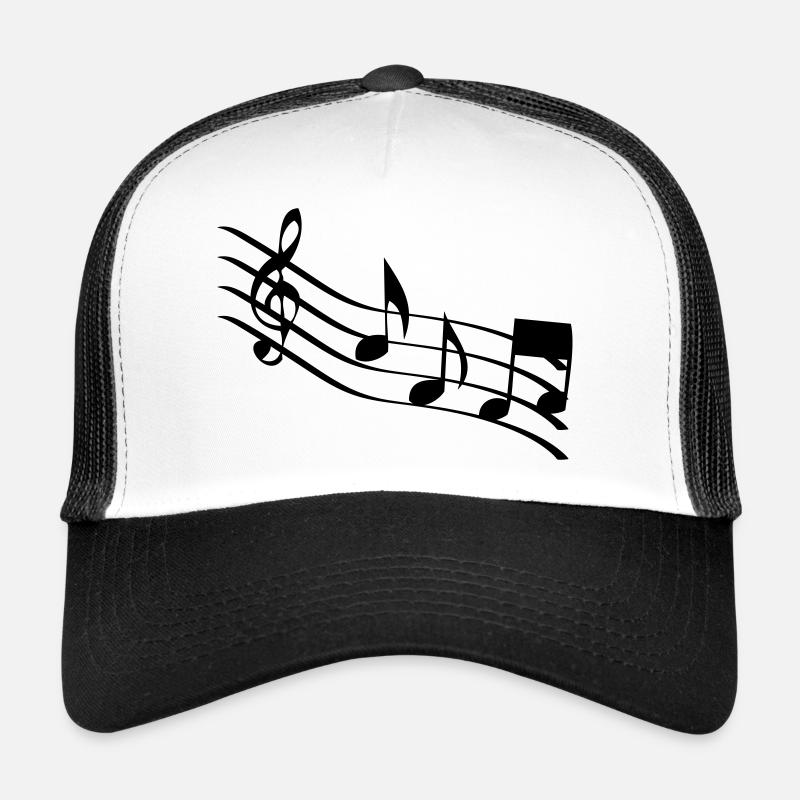notes de musique - Casquette trucker  - blanc/noir