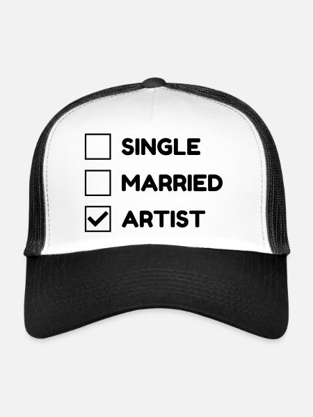 artiste / art / danse / musique - Casquette trucker  - blanc/noir - Devant