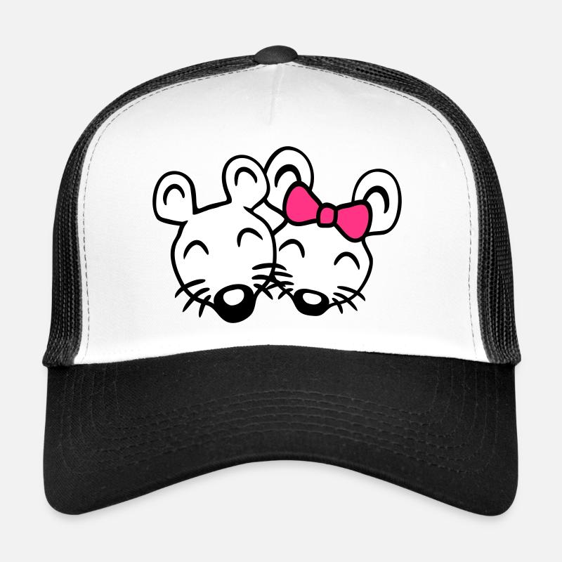 2 Mäuse Paar Zwei Verliebt Valentinstag Frau Mann Trucker Cap