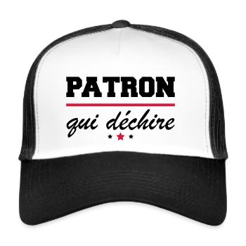 Patron qui déchire, cadeau de Noël, retraite - Casquette trucker  - blanc/noir - Devant